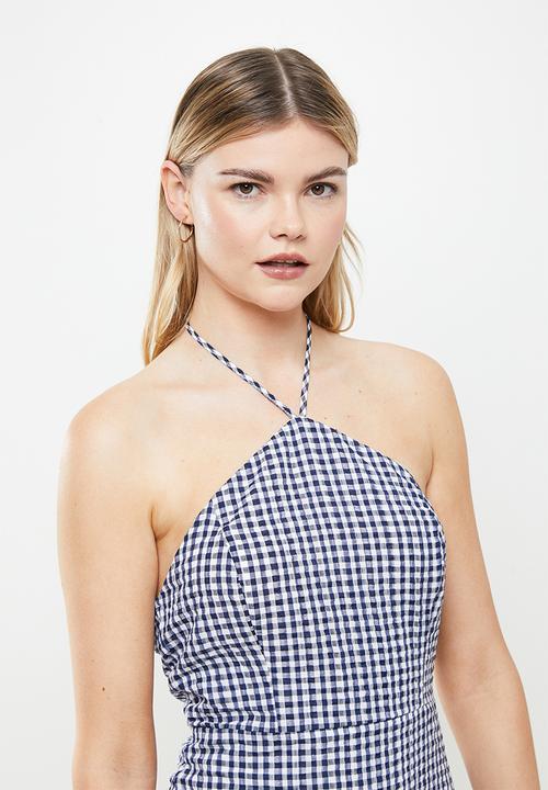 Trendyol - Halter gingham dress - navy