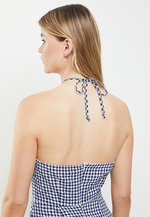 Trendyol - Halter gingham dress - navy