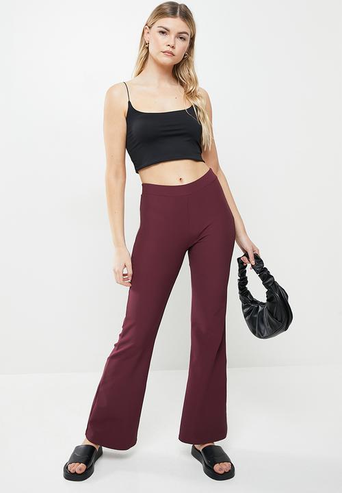 Cotton On - Rib flare pant - wine