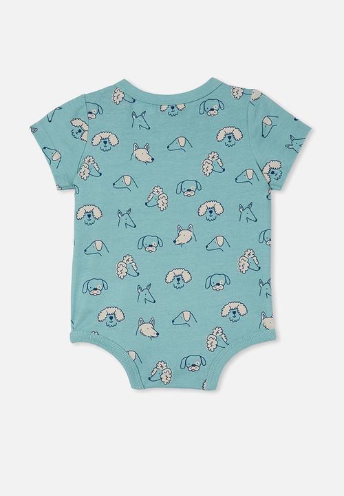 Cotton On - The short sleeve bubbysuit - rusty aqua/tiny wiggy pups