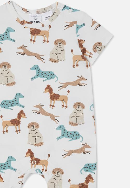 Cotton On - The short sleeve romper - vanilla/scruffy doggies
