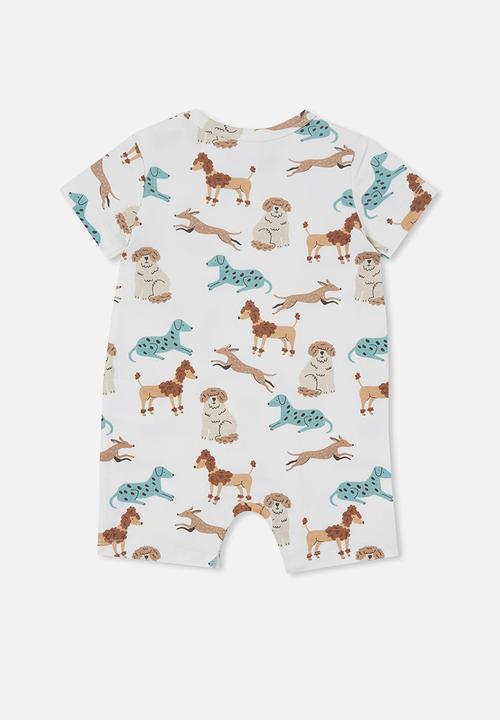 Cotton On - The short sleeve romper - vanilla/scruffy doggies