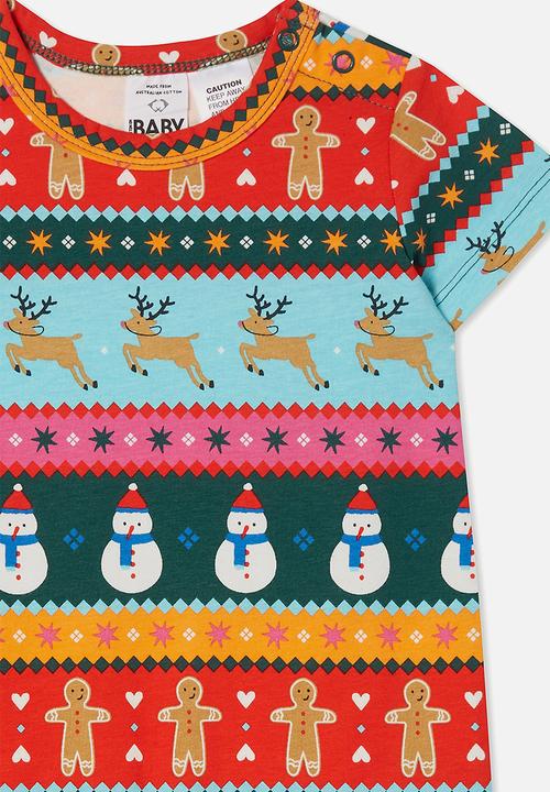 Cotton On - The short sleeve romper - multi/snowy fairisle