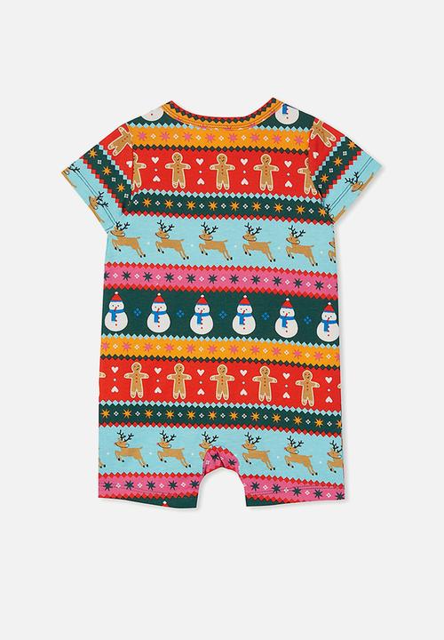 Cotton On - The short sleeve romper - multi/snowy fairisle