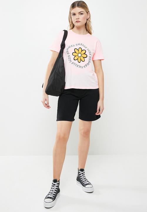 Trendyol - Printed semi-fitted T-shirt - light pink