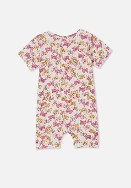 Cotton On - The short sleeve romper - vanilla/bethany butterflies