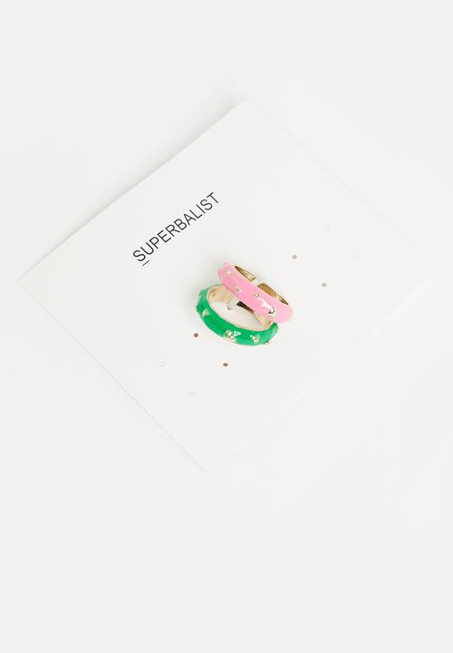 Superbalist - Chanel ring set - green & pink