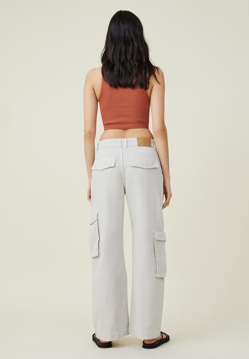 Cotton On - Low rise cargo denim jean - soft taupe