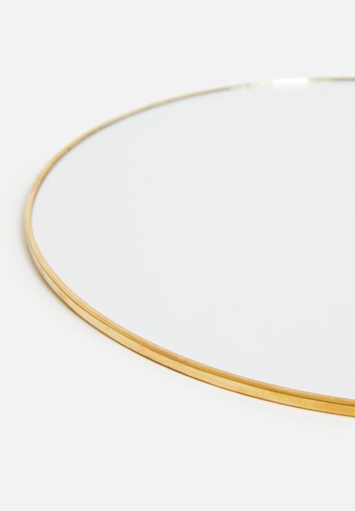 H&S - Festive round mirror candle tray - gold