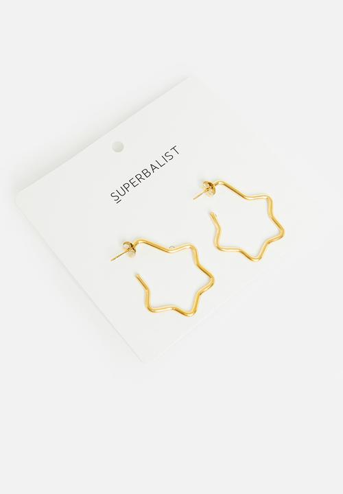Superbalist - Star shaped hoop earrings - gold