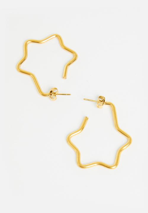 Superbalist - Star shaped hoop earrings - gold