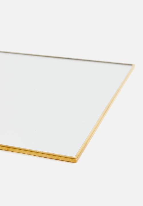 H&S - Festive square mirror candle tray - gold