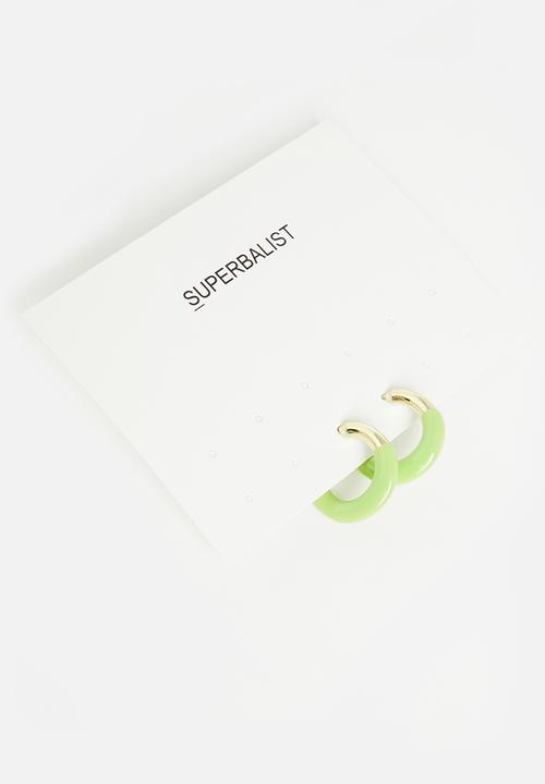 Superbalist - Dani hoop earrings - gold & green 