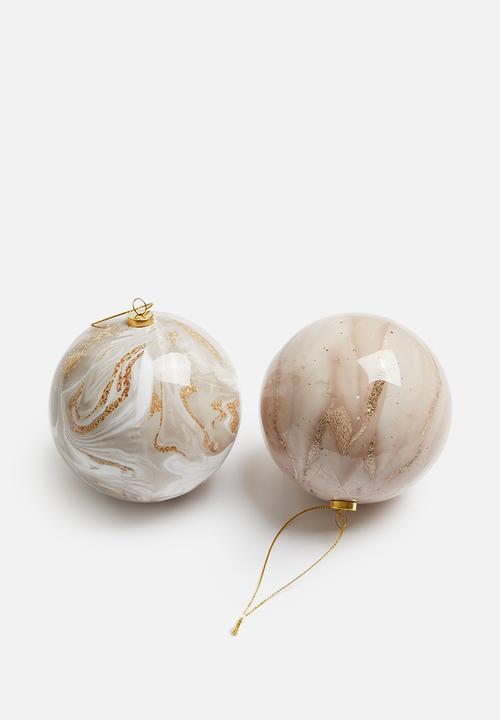 H&S - Marble Christmas Baubles - Pink