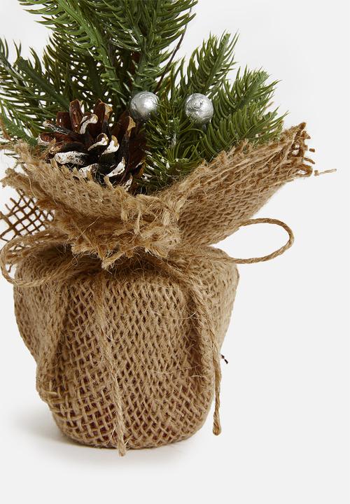 H&S - Christmas tree in jute pot - silver