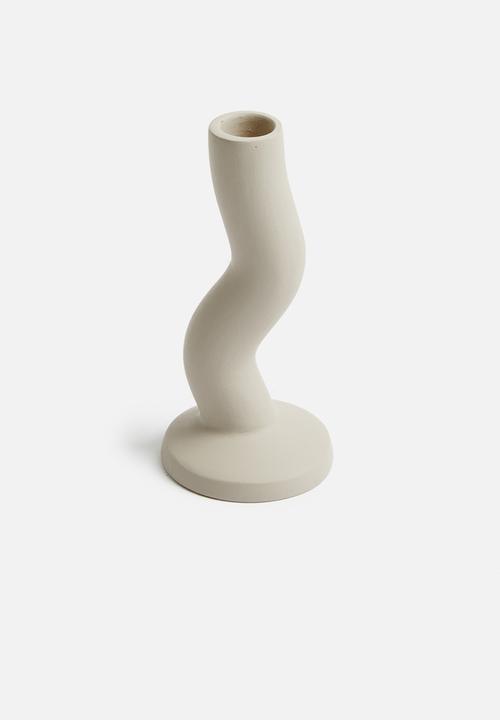 Sixth Floor - Wavy dinner candle holder - cream