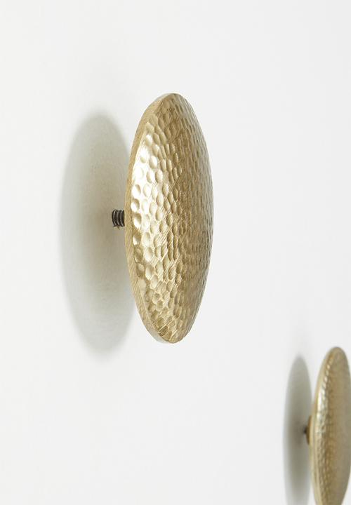 Sixth Floor - Hammered wall hook set of 3 - gold