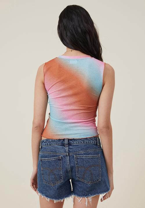 Cotton On - Kai raglan muscle tank - celia radial wave clay brown