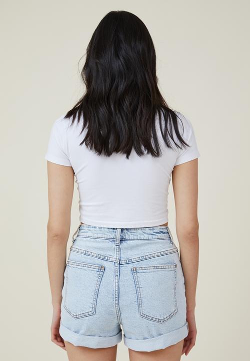 Cotton On - High rise classic stretch denim short - foam blue