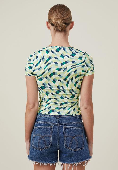 Cotton On - Drew crew neck short sleeve top - eve warped lively green