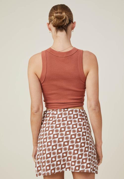 Cotton On - Haven a-line mini skirt - sunny soleil russet brown