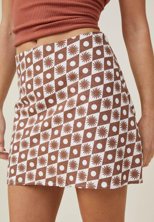 Cotton On - Haven a-line mini skirt - sunny soleil russet brown