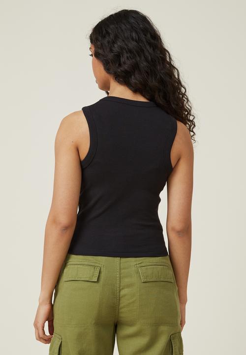 Cotton On - Graphic rib racer tank - sunflower/black