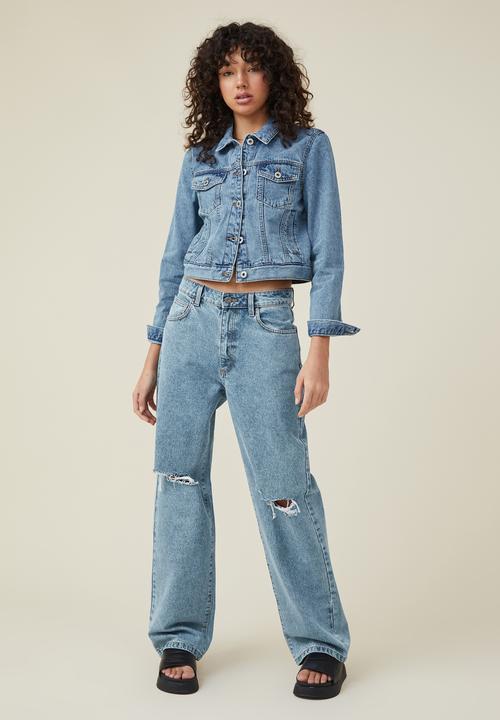 Cotton On - Girlfriend denim jacket - offshore blue
