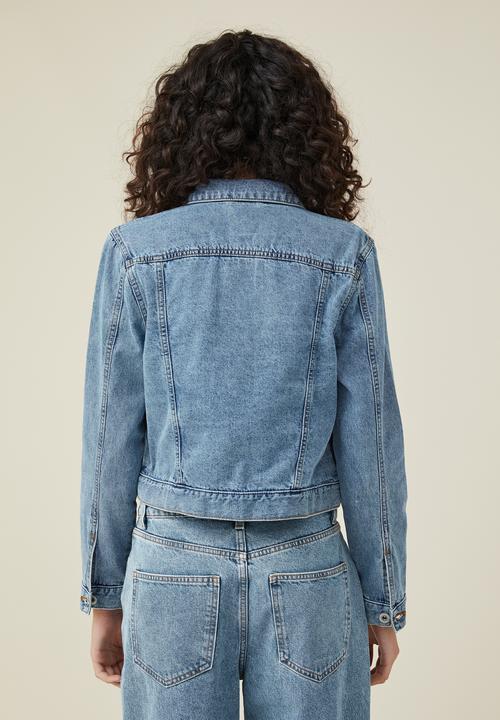 Cotton On - Girlfriend denim jacket - offshore blue