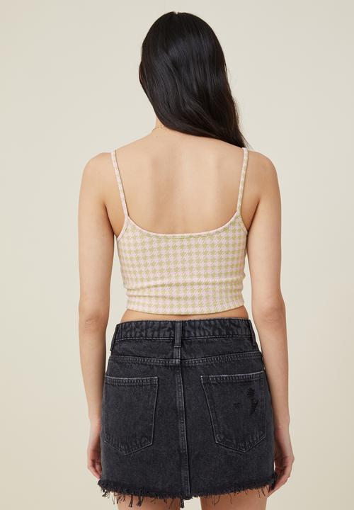 Cotton On - Ebony scoop neck tank - soft khaki/sweet mauve houndstooth