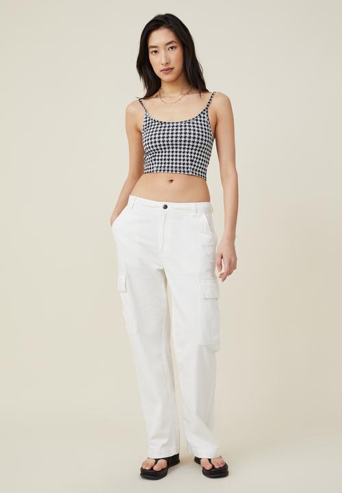 Cotton On - Ebony scoop neck tank - black/white houndstooth