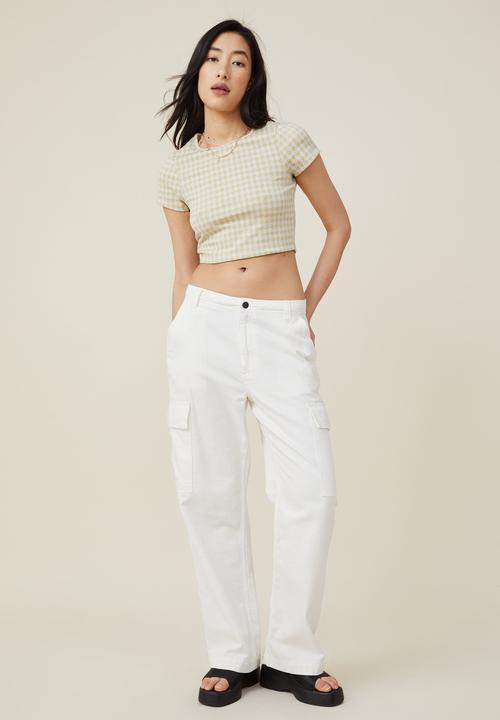 Cotton On - Ebony crew neck tee - soft khaki/sweet mauve houndstooth