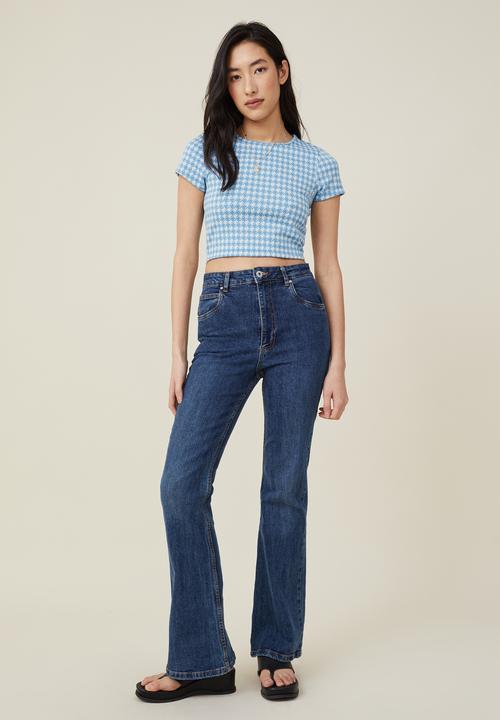 Cotton On - Ebony crew neck tee - buzzy blue/dove grey houndstooth