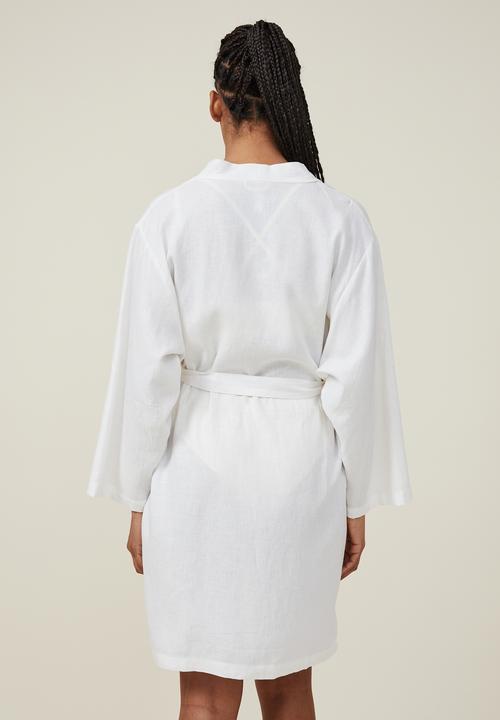 Cotton On - Linen blend sleep robe - coconut milk