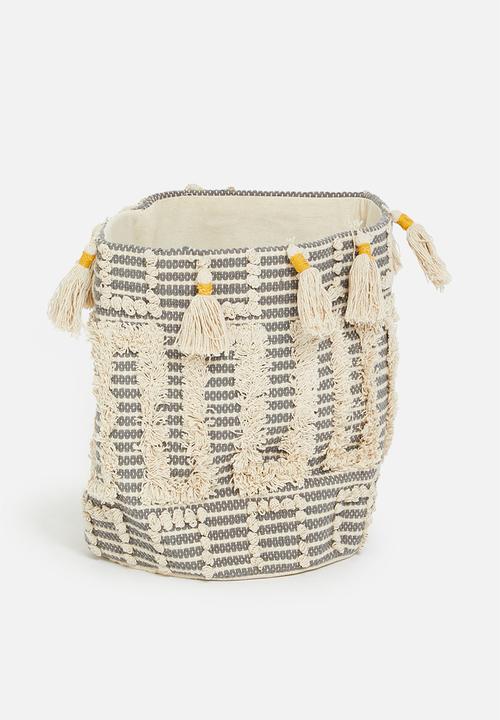 Sixth Floor - Alex tufted basket - grey & yellow