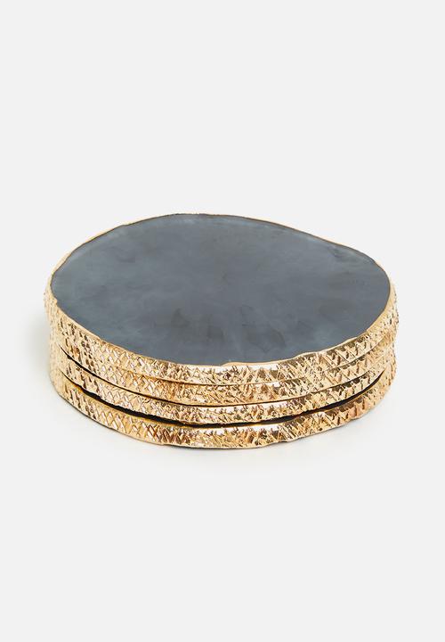 Sixth Floor - Era resin coaster set of 4 - obsidian