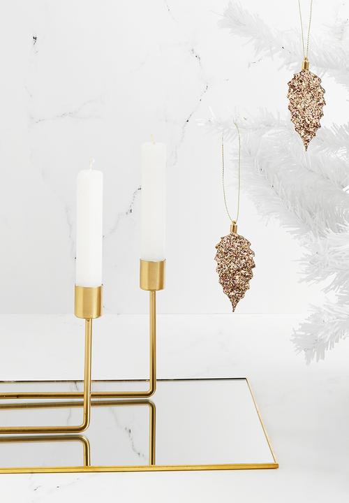 H&S - Festive square mirror candle tray - gold