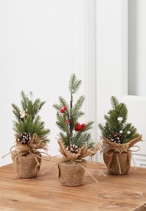 H&S - Christmas tree in jute pot - silver