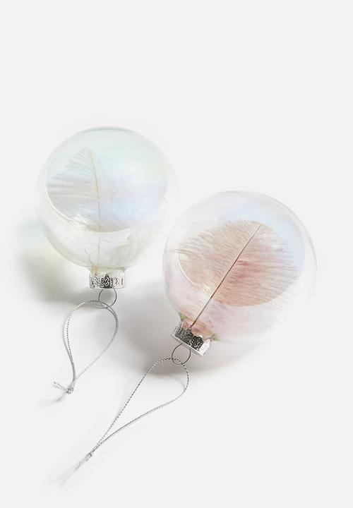 H&S - Pearl finish glass christmas baubles set of 2