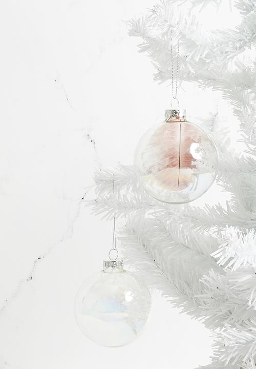 H&S - Pearl finish glass christmas baubles set of 2