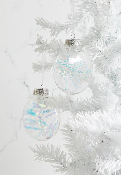 H&S - Iridescent tinsel baubles set of 2