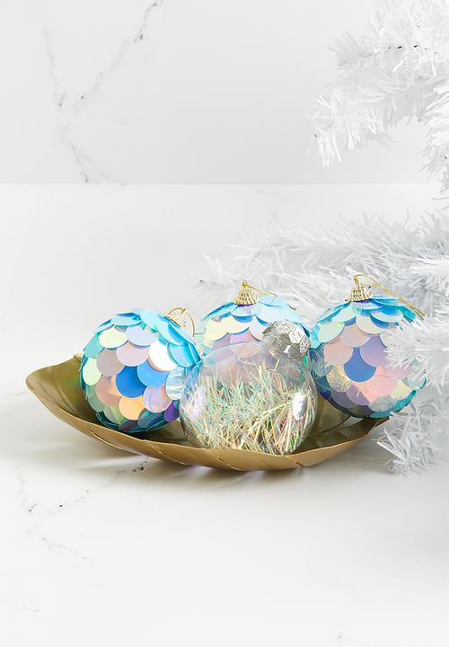 H&S - Iridescent tinsel baubles set of 2