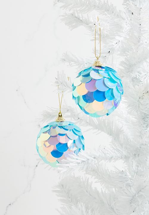 H&S - Christmas scales bauble set of 4 - blue