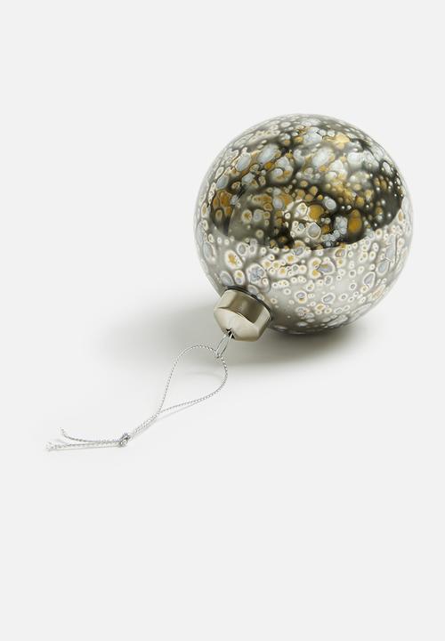 H&S - Dots deco christmas baubles set of 2 - dark grey