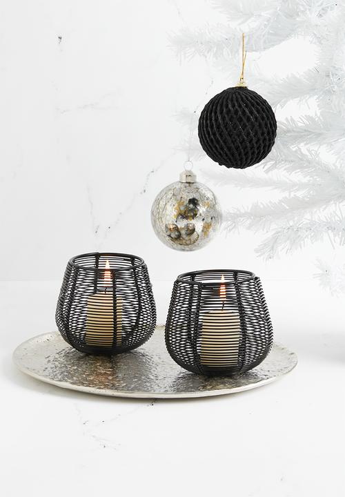 H&S - Dots deco christmas baubles set of 2 - dark grey