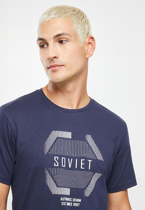 SOVIET - M ernesto short sleeve logo tee - navy