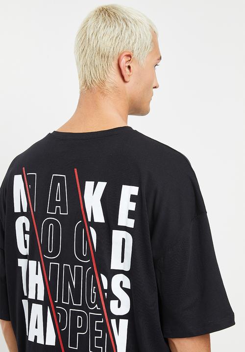 Trendyol - Make good things happen oversized fit tee - black
