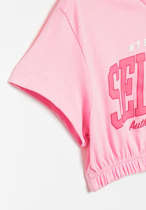 Superbalist - Crop top with elasticated hem - pink
