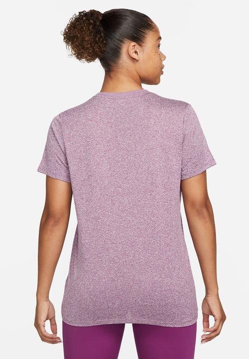 Nike - W nk df tee rlgd lbr - viotech/pure/htr/white