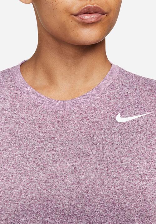 Nike - W nk df tee rlgd lbr - viotech/pure/htr/white